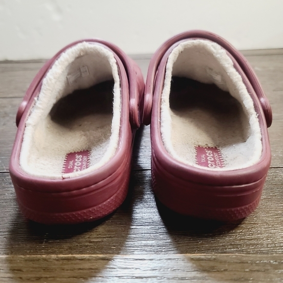 Crocs Classic Sherpa Lined Burgundy Red Perforated Slide on Clog size 6 - Picture 10 of 11